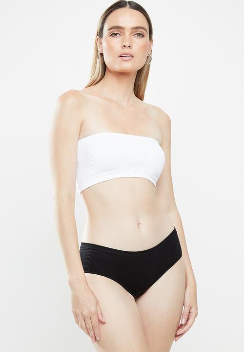 Cotton On - Seamfree rib boyleg brief 3 pack - black & grey