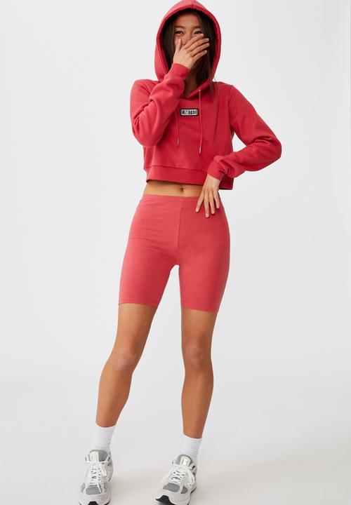 Factorie - Classic crop graphic hoodie - red 