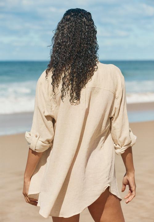 Cotton On - Oversized beach shirt - natural