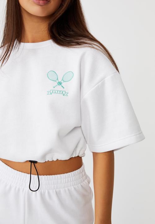 Factorie - Toggle hem short sleeve fleece - white