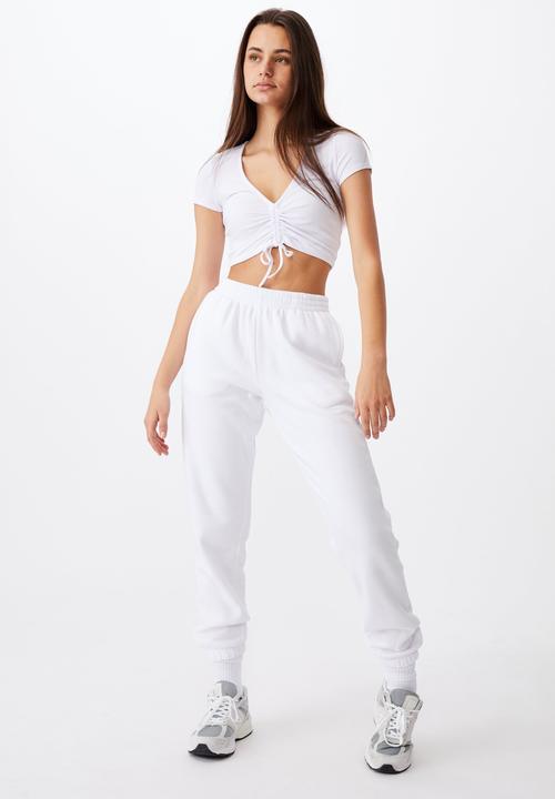 Factorie - Short sleeve pull front v-neck top - white