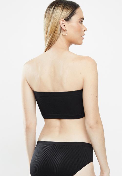 Cotton On - Seamfree rib bandeau 2 pack - black & white