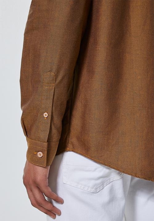 Superbalist - Lee regular fit mandarin oxford shirt - tobacco