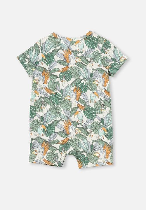 Cotton On - The short sleeve romper - vanilla/jungle birds