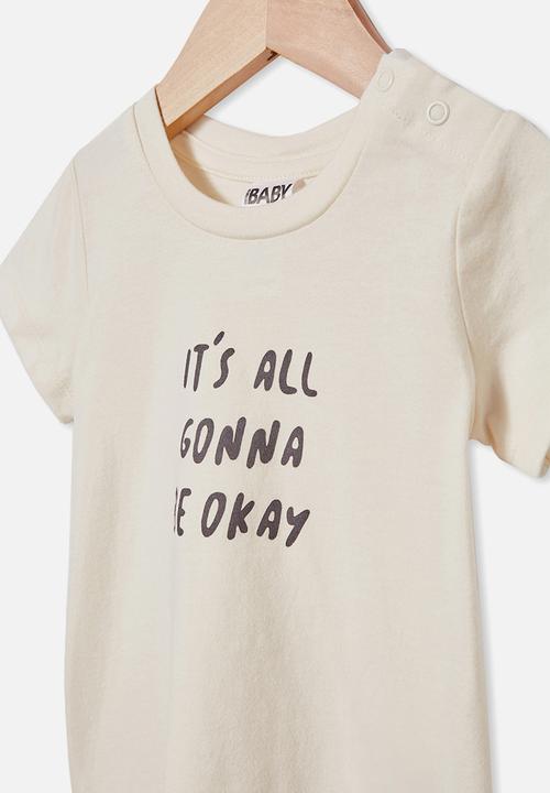 Cotton On - Jamie short sleeve tee - dark vanilla/gonna be ok