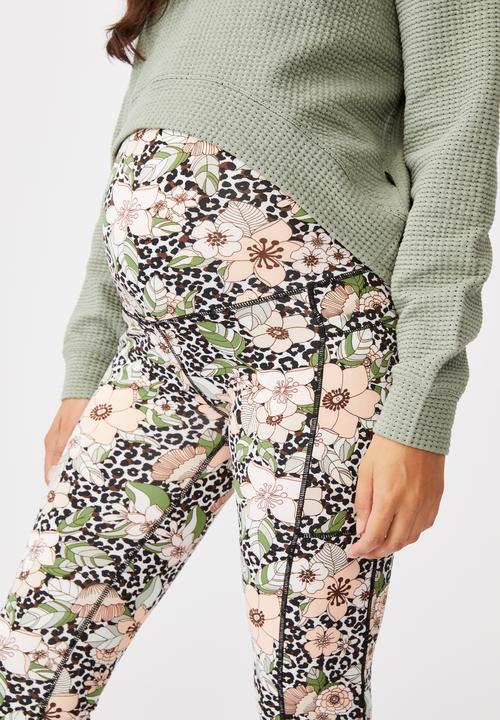 Cotton On - Maternity love you a latte 7/8 tight - tropical leopard