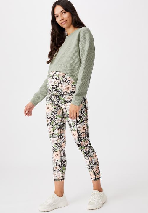 Cotton On - Maternity love you a latte 7/8 tight - tropical leopard