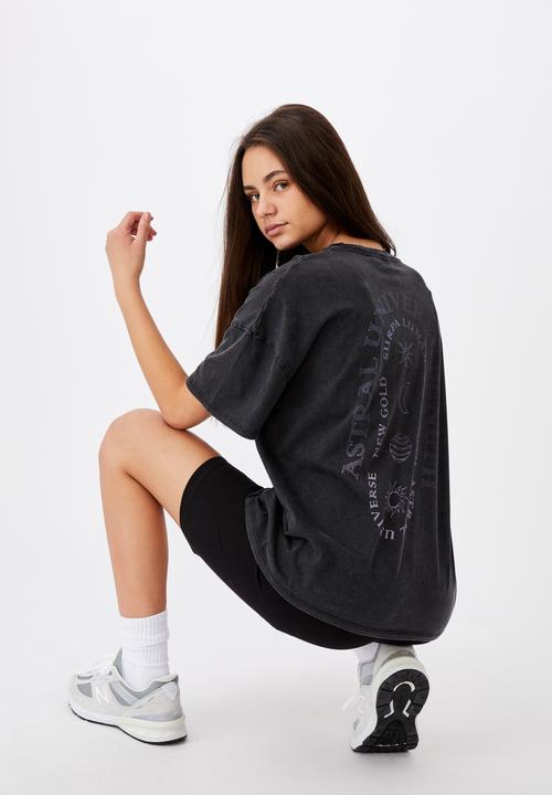 Factorie - Super relaxed graphic tee - washed black