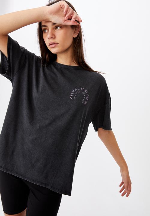 Factorie - Super relaxed graphic tee - washed black