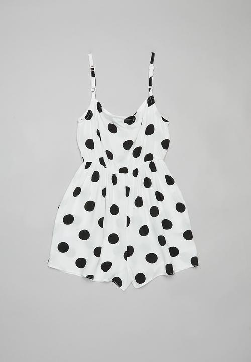 Superbalist - Tweens viscose playsuit -  white & black 