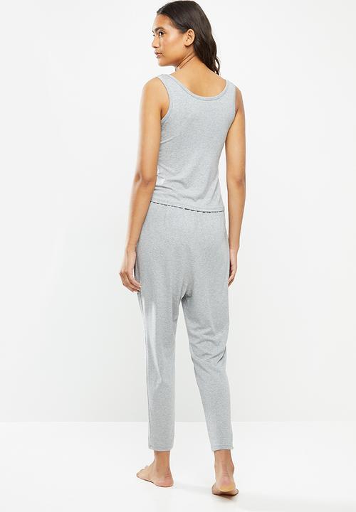 Superbalist - Sleep vest & drop crotch pants set - light  grey melange