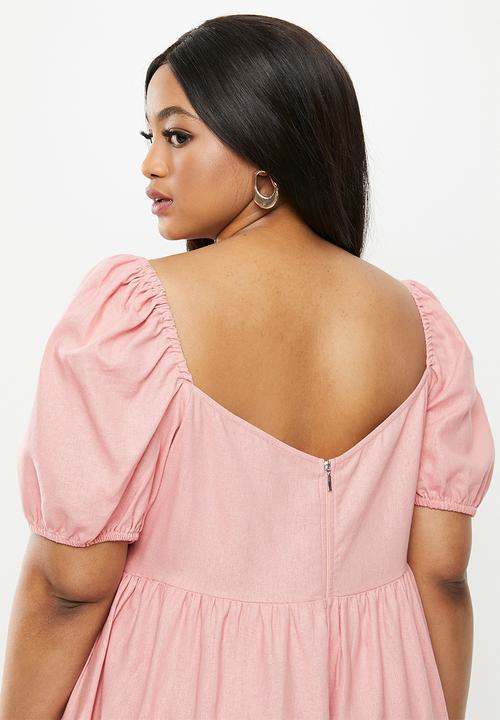 MILLA - Linen tie front dress - rose pink