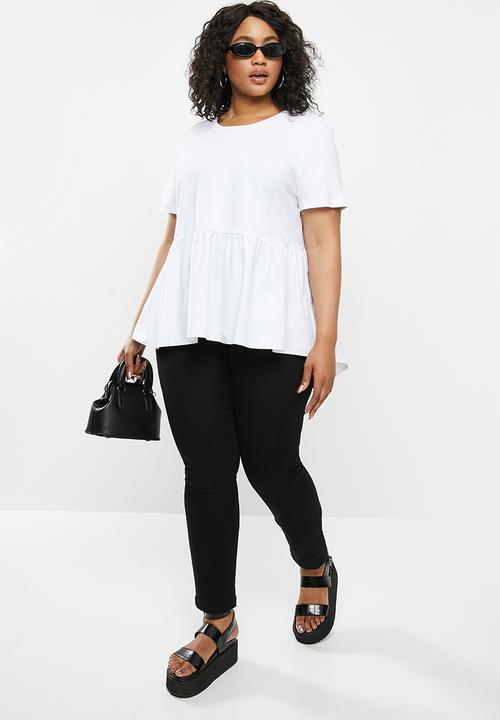 Blake - Cotton blend combo tiered top - white