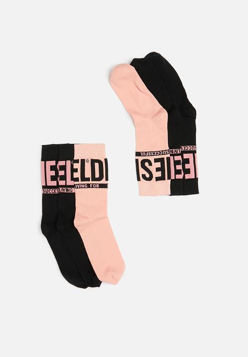 Diesel  - Ray 3 pack socks - pink & black 