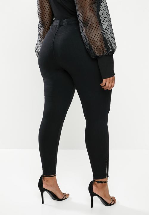 Missguided - Plus lawless supersoft ankle zip jean - black