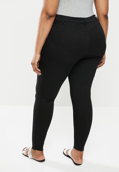 Missguided - Plus lawless slash knee highwaisted supersoft - black