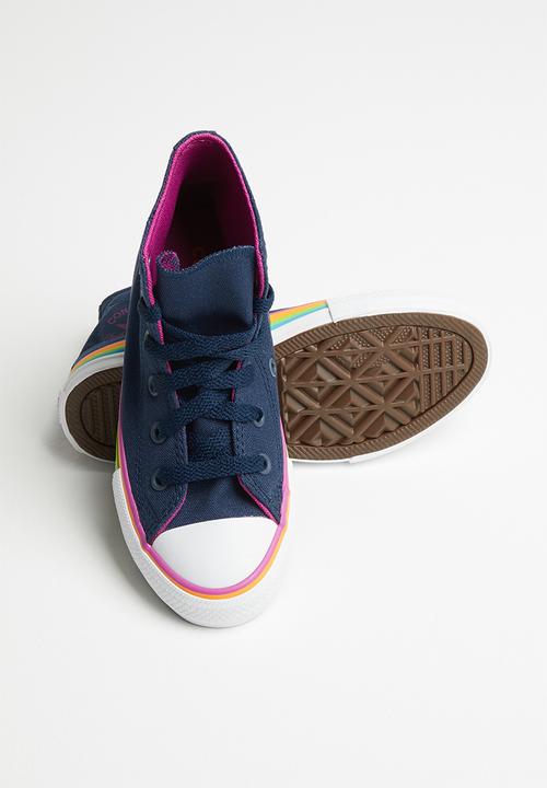 Converse - Chuck Taylor All Star canvas multi-stripe hi b - navy & cactus flower