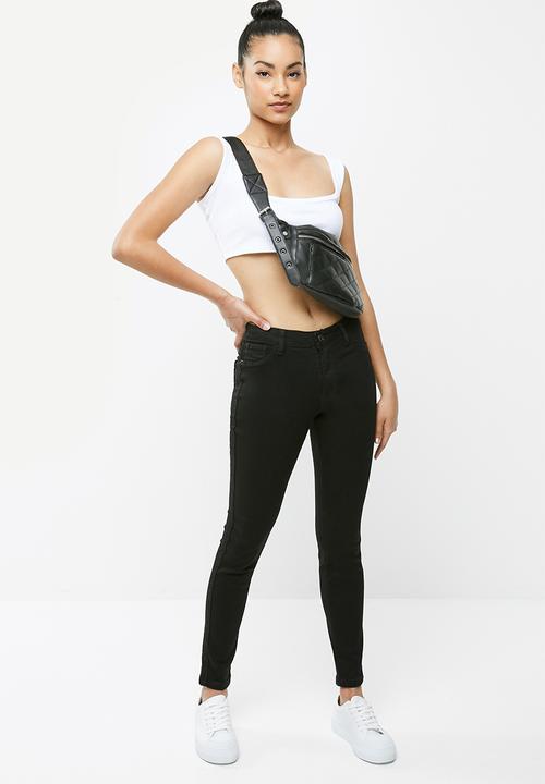 Missguided - Petite anarchy mid rise skinny jeans - black