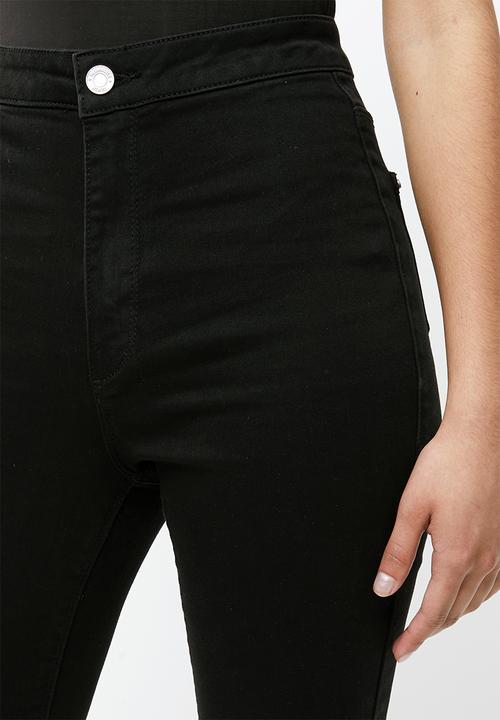 Missguided - Petite vice high waist slash knee skinny - black