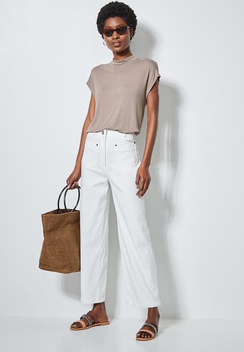 Superbalist - Hi neck tee with grown on sleeve - mocha