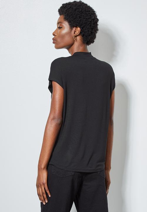 Superbalist - Hi neck tee with grown on sleeve - black