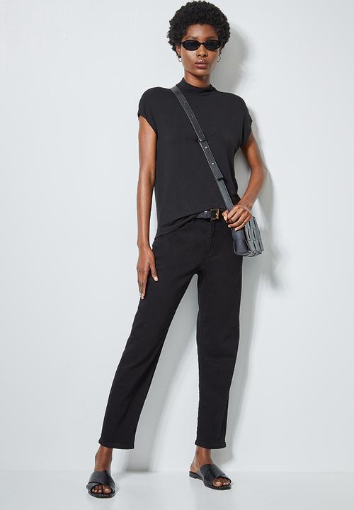 Superbalist - Hi neck tee with grown on sleeve - black