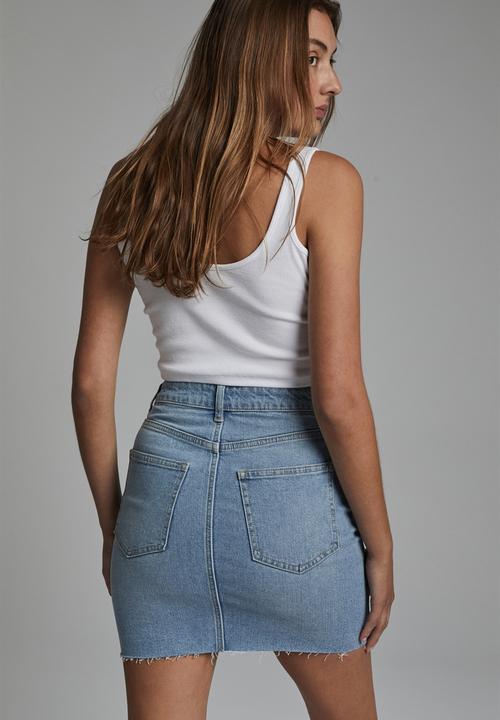 Cotton On - Classic stretch denim mini skirt - aireys blue