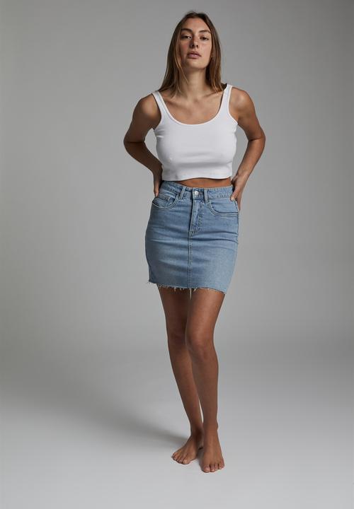 Cotton On - Classic stretch denim mini skirt - aireys blue