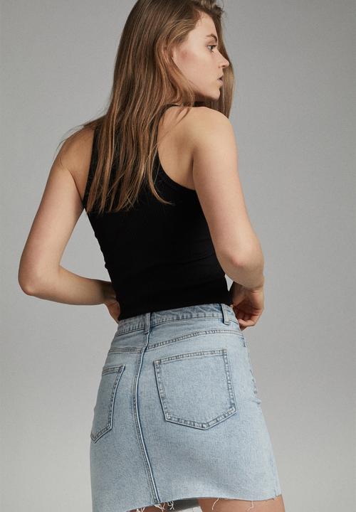 Cotton On - Classic stretch denim mini skirt - blue