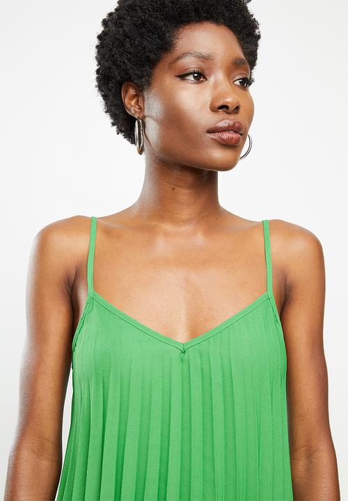 VELVET - Sunray pleated strappy cami - green