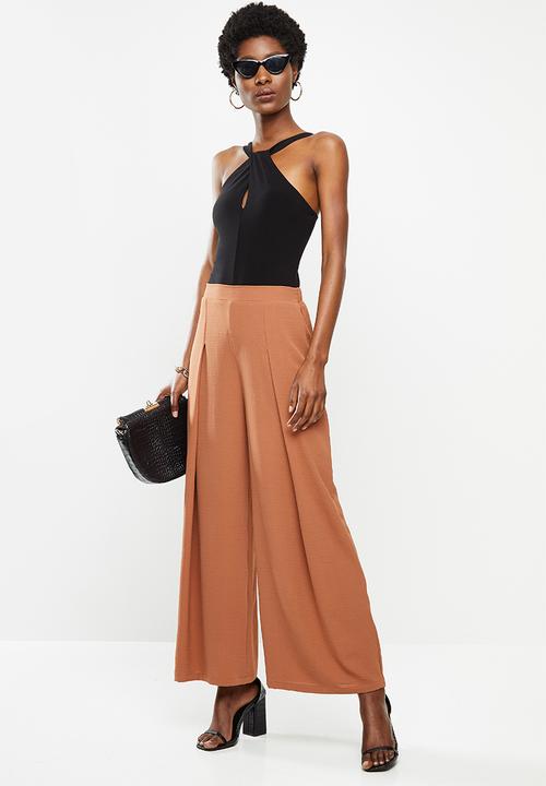 VELVET - Twist front halter bodysuit - black