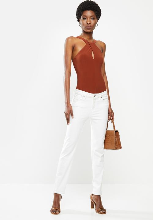 VELVET - Twist keyhole knit bodysuit - rust