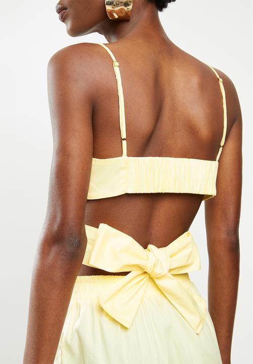 VELVET - Wrap tie back crop top bralette - butter yellow