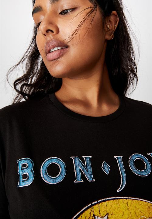 Cotton On - Curve graphic license tee - black