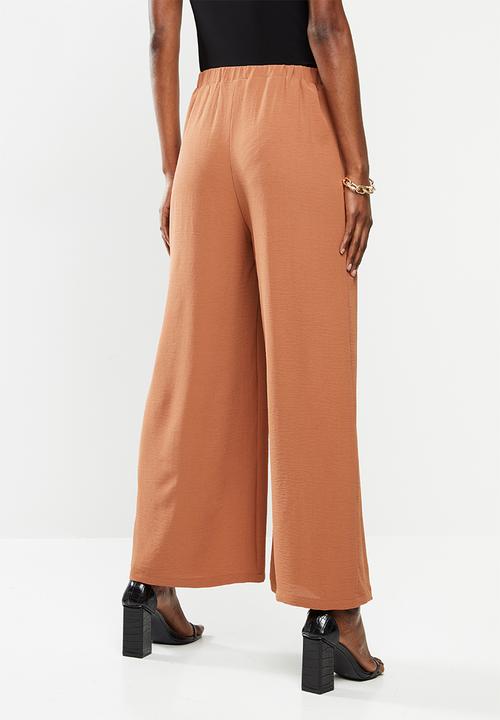 VELVET - Pleat front palazzo pant - hazel brown