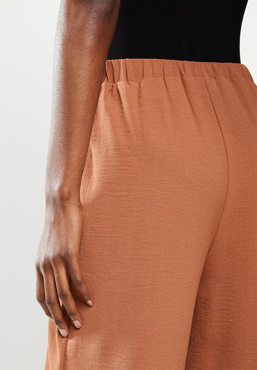 VELVET - Pleat front palazzo pant - hazel brown