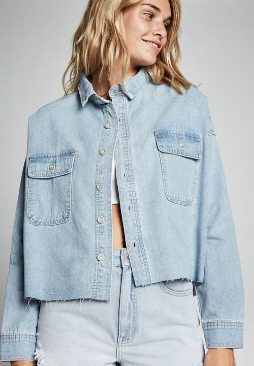 Cotton On - Drop shoulder batwing shacket - light rinse
