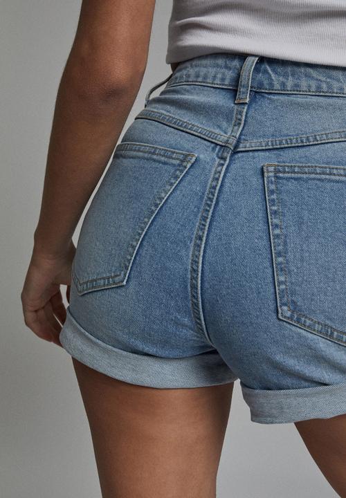 Cotton On - High rise classic stretch denim short - aireys blue