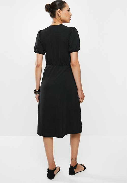 edit - Button down knit dress - black