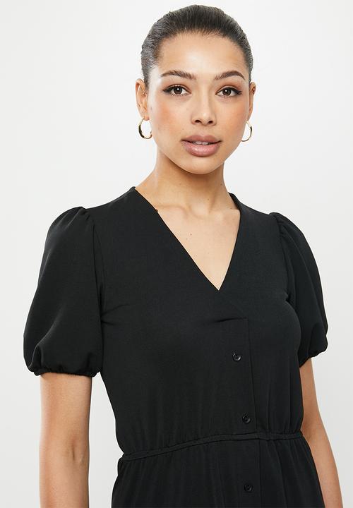 edit - Button down knit dress - black