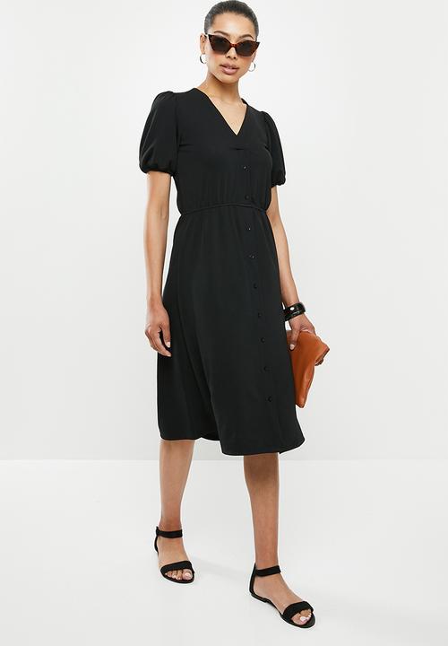 edit - Button down knit dress - black