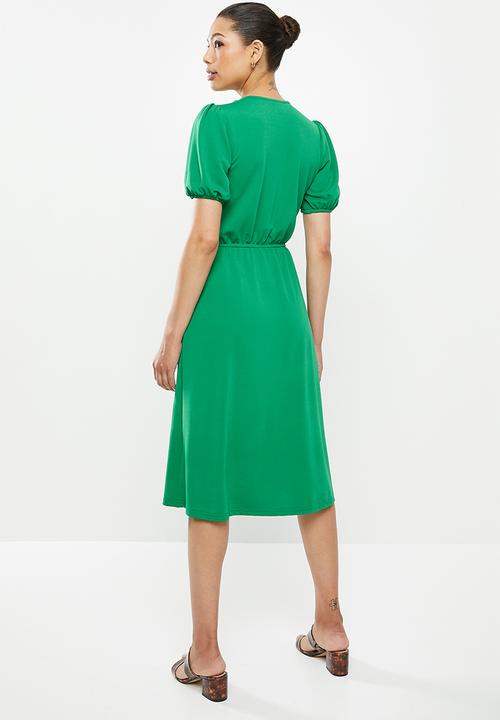 edit - Button down knit dress - green