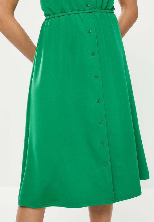edit - Button down knit dress - green