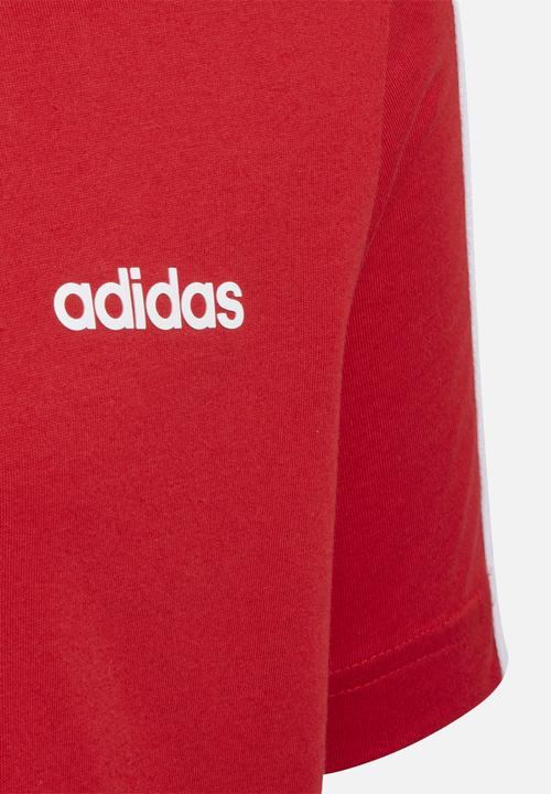 adidas Originals - Essentials 3 stripe tee - red & white 