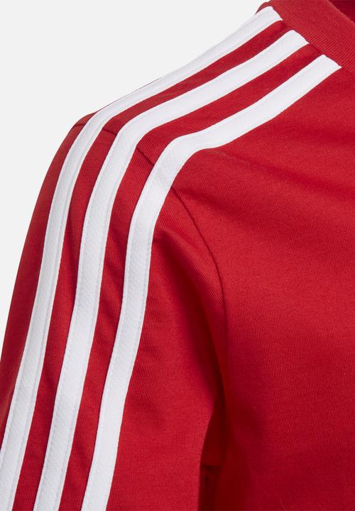 adidas Originals - Essentials 3 stripe tee - red & white 