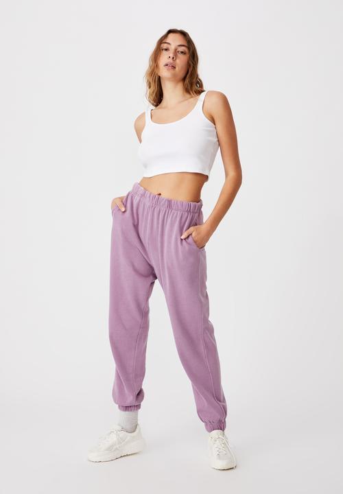 Cotton On - High waist track pant - celestial blue garment pigment dye