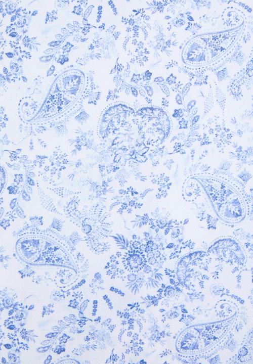 edit - Mandarin tie blouse - blue paisley