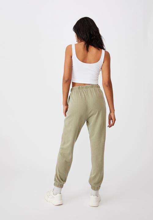 Cotton On - High waist track pant - new wheat garment pigment dye