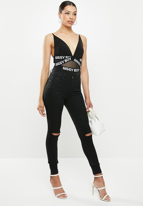 SISSY BOY - Onyx bodysuit - black