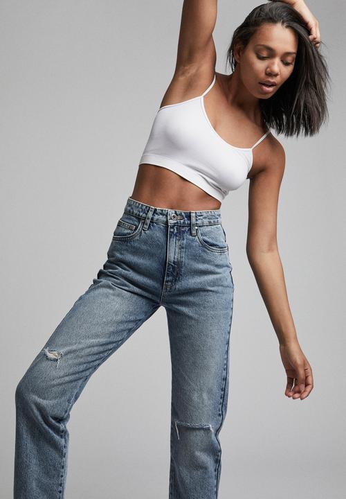 Cotton On - Long straight jean - brunswick blue rip